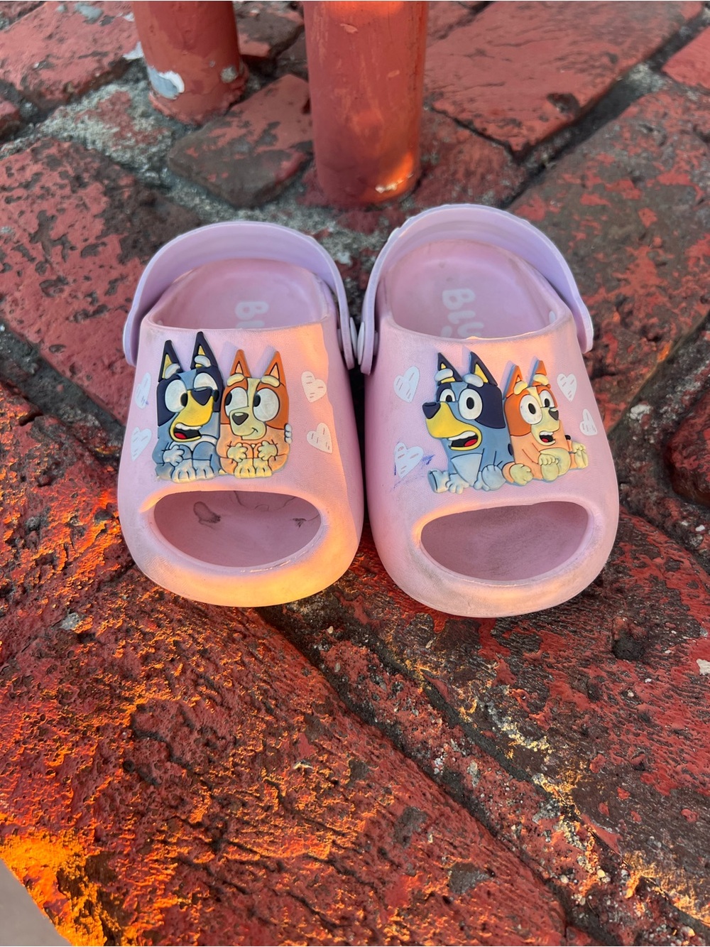 Kids Cartoon Slip-On Sandals in Light Pink with Heel Strap